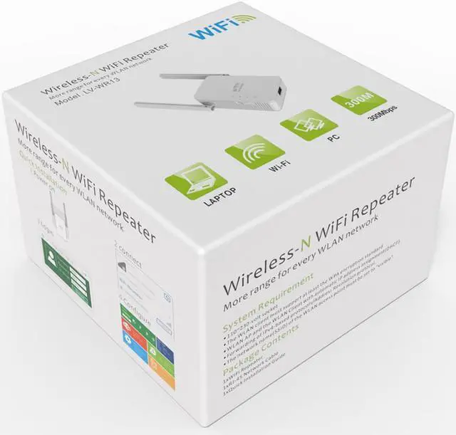 Alt view image 4 of 4 - 300M WiFi Repeater WiFi Range Extender Dual Antenna 2.4GHz Mini Booster Rj45 Port Wireless AP Ethernet Bridge