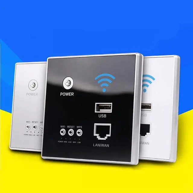 Alt view image 4 of 4 - 300M Wireless WIFI Wall Embedded Router WiFi Repeater Extender USB Charging Socket for Home Use