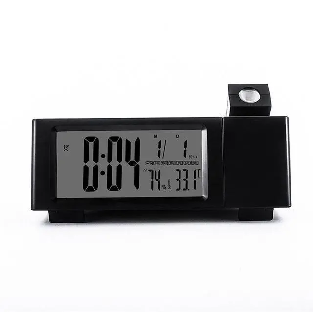 Alt view image 3 of 5 - LCD Projection Alarm Clock Rechargeable Dual Power Supply Digital Electronic Desktop Clocks Temperature Humidity Week Time Display Clock