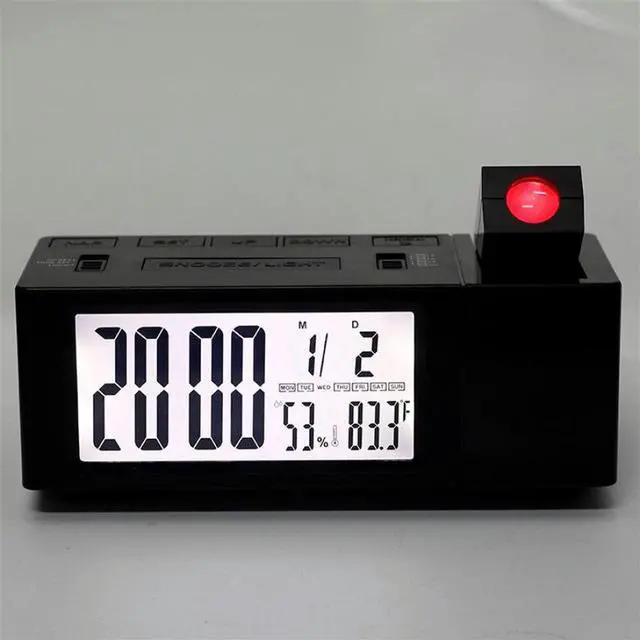 Alt view image 5 of 5 - LCD Projection Alarm Clock Rechargeable Dual Power Supply Digital Electronic Desktop Clocks Temperature Humidity Week Time Display Clock