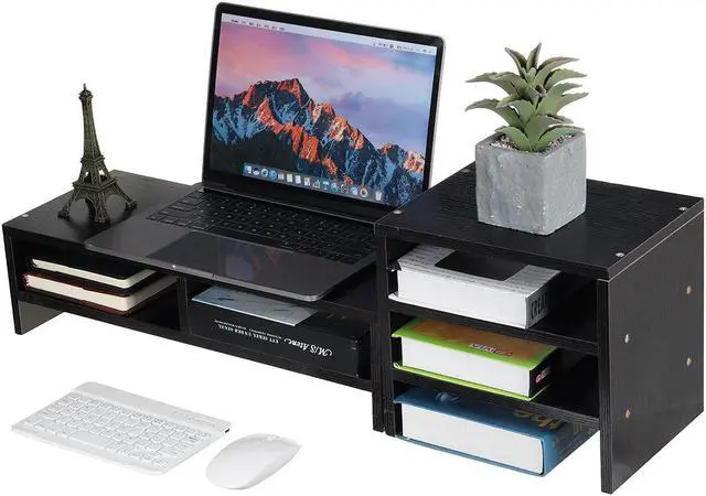 Alt view image 4 of 5 - Computer Monitor Riser Desktop LED LCD Laptop Monitor Support Stand Desktop Organizer with Storage Racks