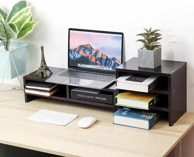 Alt view image 5 of 5 - Computer Monitor Riser Desktop LED LCD Laptop Monitor Support Stand Desktop Organizer with Storage Racks