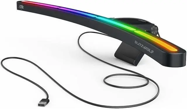 Alt view image 4 of 5 - BW-CML3 Curved RGB Monitor Light Bar R1000 Curvature RGB Dazzling Lighting Dynamic with Rhythm LED Computer Light Light Eye-protect Wireless Controller Asymmetrical Optical and RA97 Color Rendering