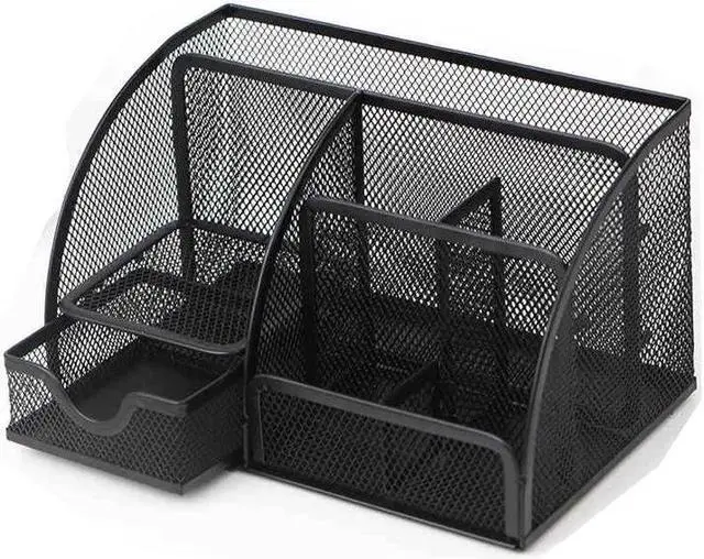 Alt view image 3 of 5 - Metal Pen Holder Desktop Organizer Student Cosmetic Makeup Storage Box Racks 7 Grids desk Accessories Container