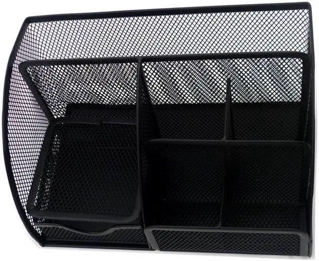 Alt view image 2 of 5 - Metal Pen Holder Desktop Organizer Student Cosmetic Makeup Storage Box Racks 7 Grids desk Accessories Container