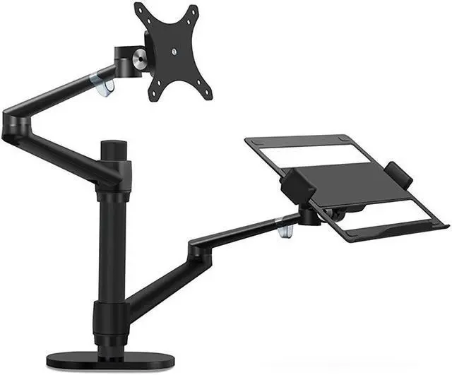 Main image of Aluminum Height Adjustable Monitor Laptop Stand Desktop Dual Arm 17-32 inch Monitor Holder+12-17 inch Laptop Holder Stand Full Motion Mount Arm