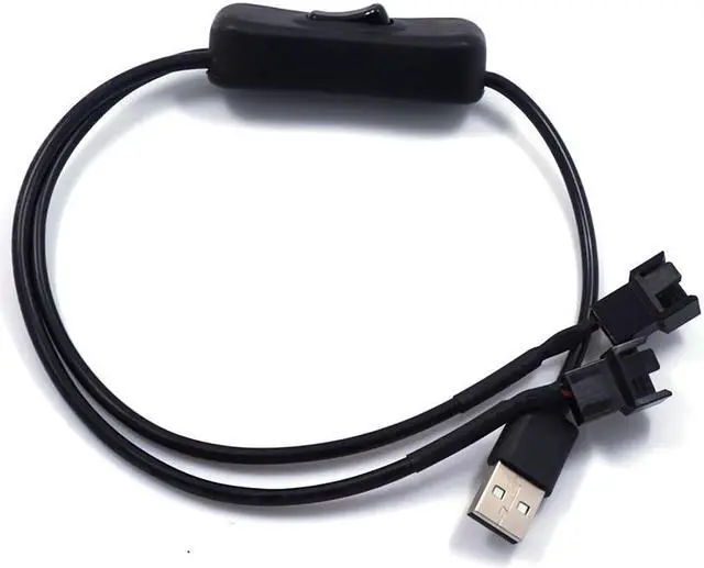 Alt view image 2 of 5 - USB to Dual 4-Pin PC Fan Sleeved Power Adapter Cable Connector 40cm Computer Case Fan Cable with Switch 1 to 2 Ways