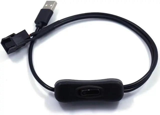 Alt view image 3 of 5 - USB to Dual 4-Pin PC Fan Sleeved Power Adapter Cable Connector 40cm Computer Case Fan Cable with Switch 1 to 2 Ways
