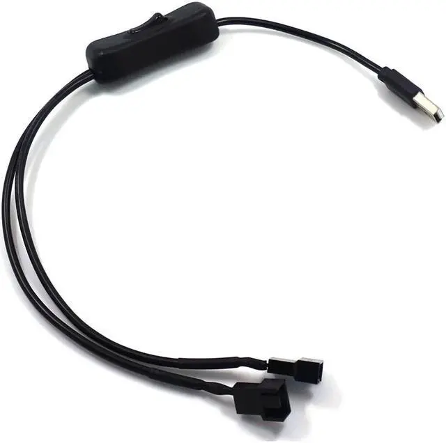 Alt view image 4 of 5 - USB to Dual 4-Pin PC Fan Sleeved Power Adapter Cable Connector 40cm Computer Case Fan Cable with Switch 1 to 2 Ways