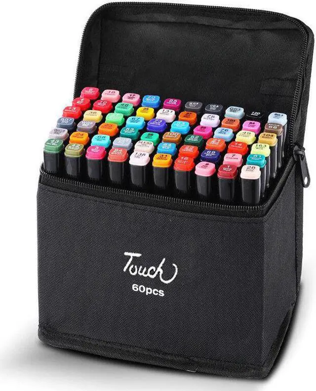 Main image of TOUCH RAVEN 30/40/60/80 Colors Marker Pen Set Oily Dual Head Nib Marker Pen Set With Pen Bag For Artist Student Anime Painting Designing