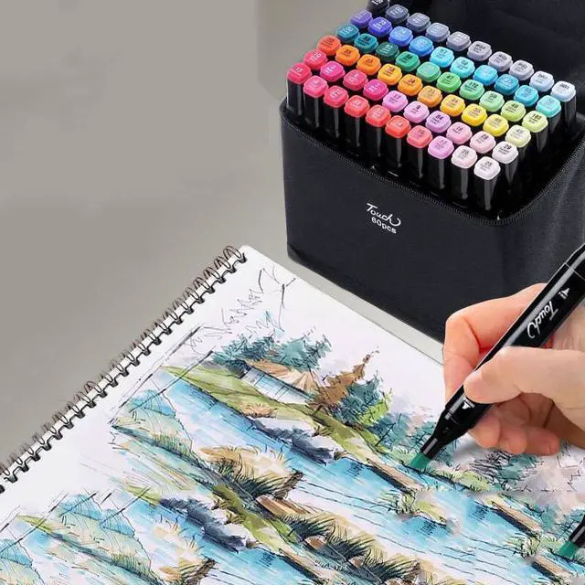 Alt view image 3 of 3 - TOUCH RAVEN 30/40/60/80 Colors Marker Pen Set Oily Dual Head Nib Marker Pen Set With Pen Bag For Artist Student Anime Painting Designing