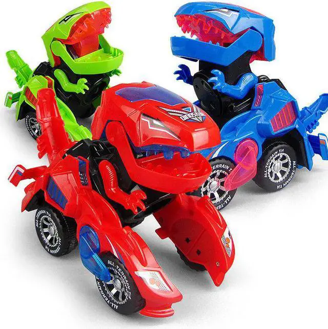 Alt view image 6 of 7 - Electric Transforming T-Rex Dinosaur Car with Light Sound Animal Diecast Model Toys