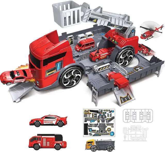 Alt view image 2 of 5 - Children's Simulation Diecast Engineering Vehicle Model Set Deformation Storage Parking Lot Educational Toys