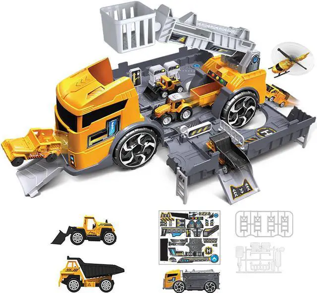 Main image of Children's Simulation Diecast Engineering Vehicle Model Set Deformation Storage Parking Lot Educational Toys