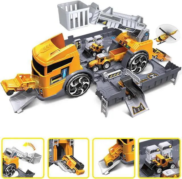 Alt view image 3 of 5 - Children's Simulation Diecast Engineering Vehicle Model Set Deformation Storage Parking Lot Educational Toys