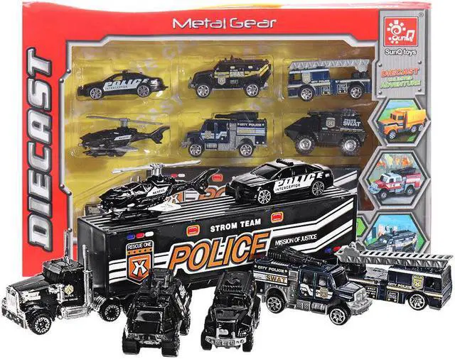 Alt view image 2 of 5 - 7 PCS Alloy Plastic Diecast Engineering Vehicle Ambulance Polices Car Model Toy Set for Children Gift