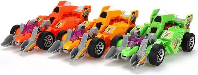 Alt view image 2 of 5 - Electric Transforming T-Rex Dinosaur LED Car with Light Sound Diecast Model Toy