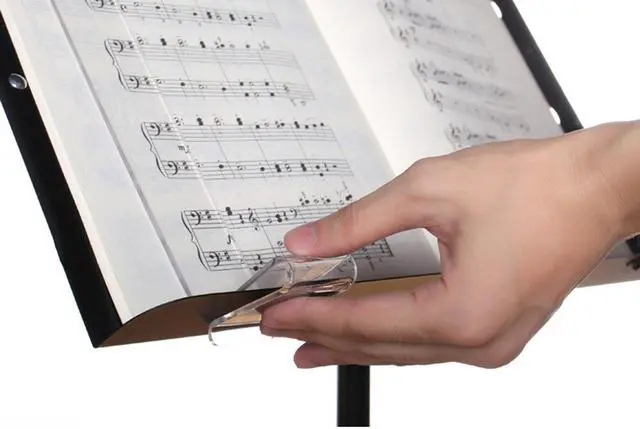 Alt view image 4 of 5 - 2Pcs Clear Music Clips Sheet Music Holders Wind Clips for Music Stand Music Page Holder Music Book Clips Easy to Read