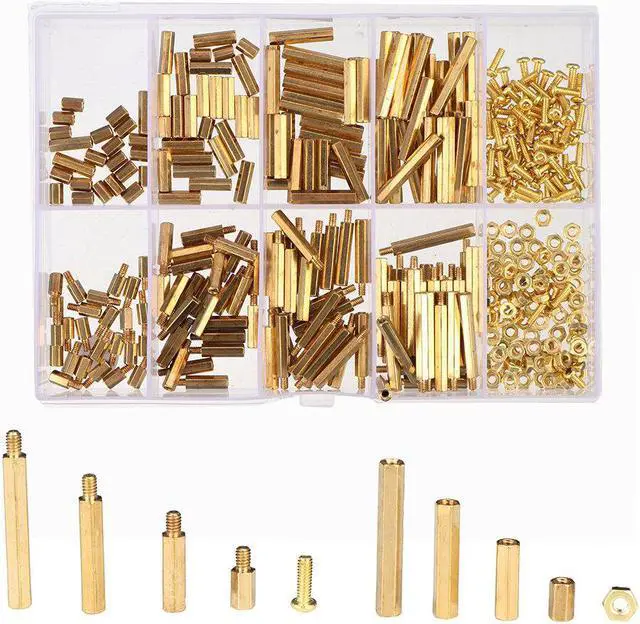 Main image of 280Pcs M2.5 Hex Nut Assortment Kit Head Brass Spacing Double-pass Screw Threaded Pillar PCB Computer Motherboard StandOff Spacer