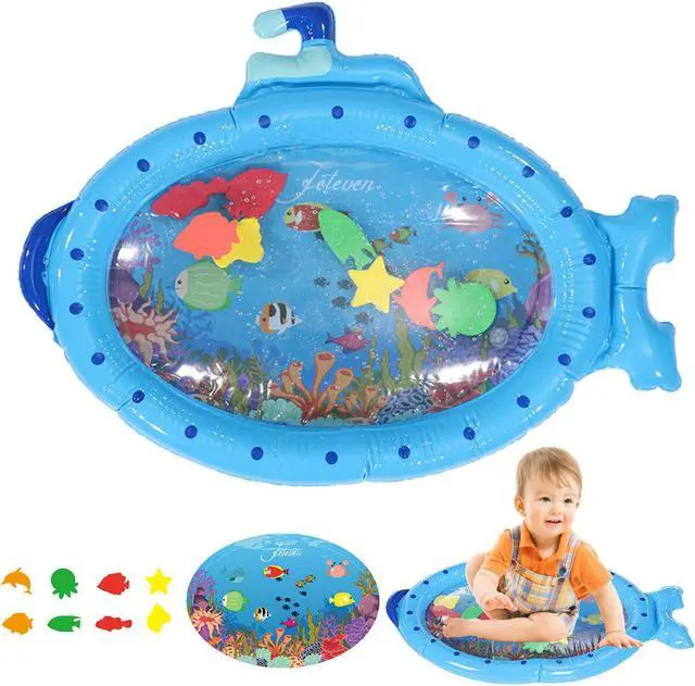 Main image of Blue Sprinkler Play Mat With Cartoon Submarine Pattern For Kids Filling Fun Water Cushion Baby Toys Summer Play