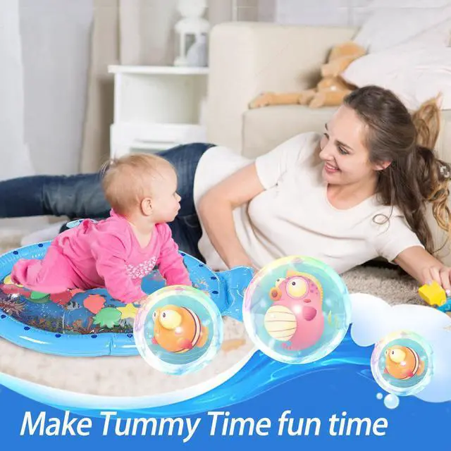 Alt view image 3 of 5 - Blue Sprinkler Play Mat With Cartoon Submarine Pattern For Kids Filling Fun Water Cushion Baby Toys Summer Play