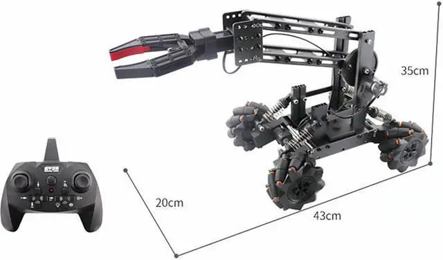 Alt view image 4 of 5 - JK01 2.4G 14CH Memory Program 4WD DIY Assembly Mecha Clamp Manipliator Mecanum Wheel 360° Rotating Suspension Adjustment Omnidirectional Movement Remote Control Car