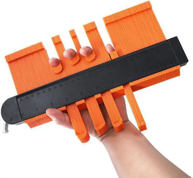 Alt view image 3 of 5 - 5" + 10" Irregular Contour Gauge with 6 Folding Ruler Gauge Contour Profile Scale Template Curvature Scale Tiling Laminate with Bag Arc Framing Ruler Scriber Set