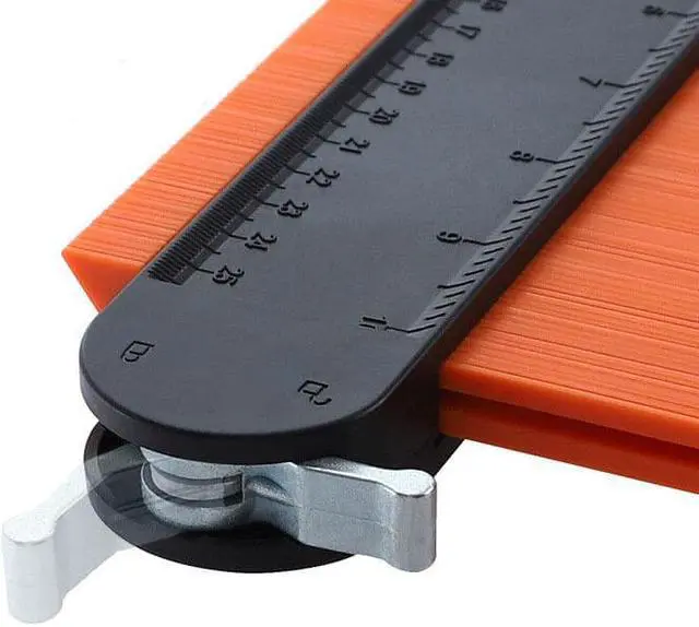 Alt view image 4 of 5 - 5" + 10" Irregular Contour Gauge with 6 Folding Ruler Gauge Contour Profile Scale Template Curvature Scale Tiling Laminate with Bag Arc Framing Ruler Scriber Set