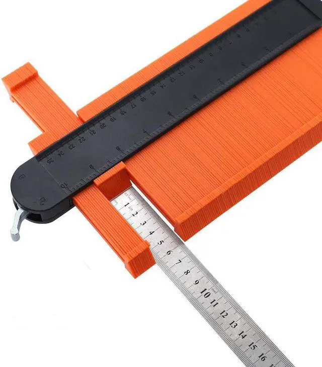Alt view image 5 of 5 - 5" + 10" Irregular Contour Gauge with 6 Folding Ruler Gauge Contour Profile Scale Template Curvature Scale Tiling Laminate with Bag Arc Framing Ruler Scriber Set