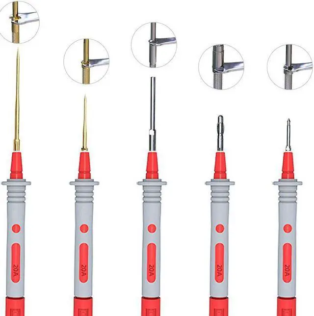 Alt view image 4 of 5 - P1308D Silicone Multimeter Test Leads Kit Replaceable Gold-Plated Precision Sharp Probe Set Alligator Clip Minigrabber