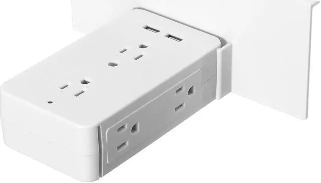 Alt view image 5 of 5 - Multifunction 8 Port 6 Outlet Extenders Surge Electrical Socket Protector Washroom Extenders 2 USB Port