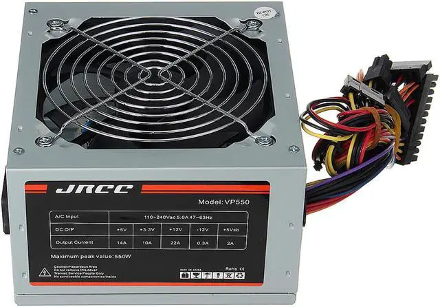 Alt view image 5 of 5 - 12V 550W Gaming PC Power Supply Unit Quiet Fan CPU ATX 4-Pin PCI-E SATA PC Computer
