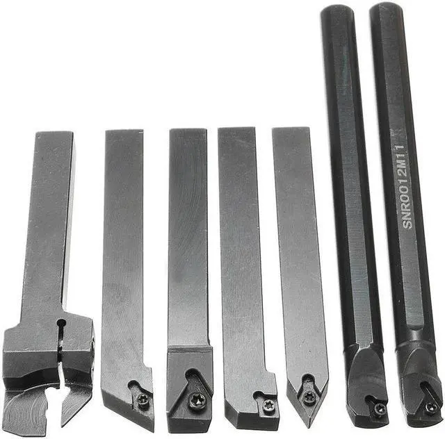 Alt view image 3 of 5 - 7pcs 12mm Shank Lathe Boring Bar Turning Tool Holder Set with Carbide Inserts