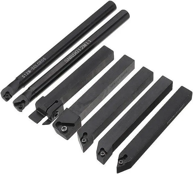 Alt view image 2 of 5 - 7pcs 12mm Shank Lathe Boring Bar Turning Tool Holder Set with Carbide Inserts