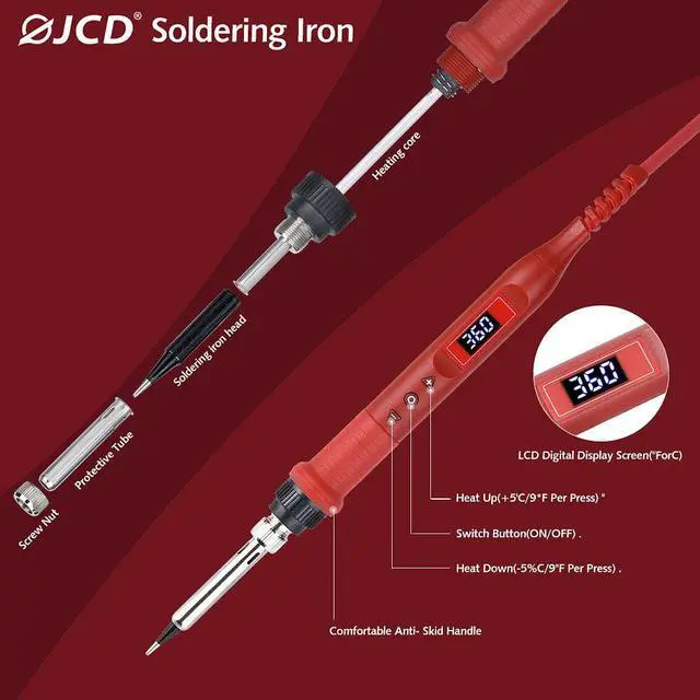 Alt view image 2 of 5 - 908U 100W Soldering Iron Tool Kit 220V/110V 180~500?/356~932? Adjustable Temperature LCD Soldeing Station Welding Repair Tools wiht Soldering Holder Solder Tips