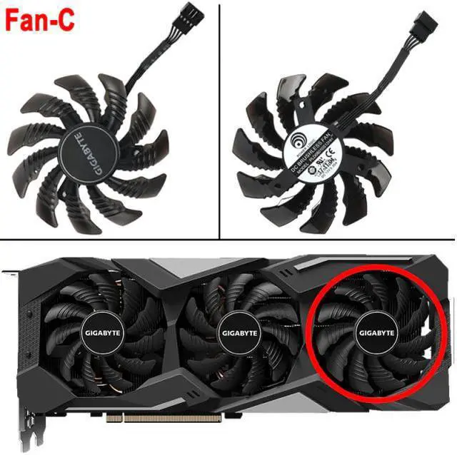 Main image of 78MM Cooler Fan Replacement For Gigabyte Radeon RX 5500 5600 5700 XT Graphics Video Card Cooling T128010SU PLD08010S12HH