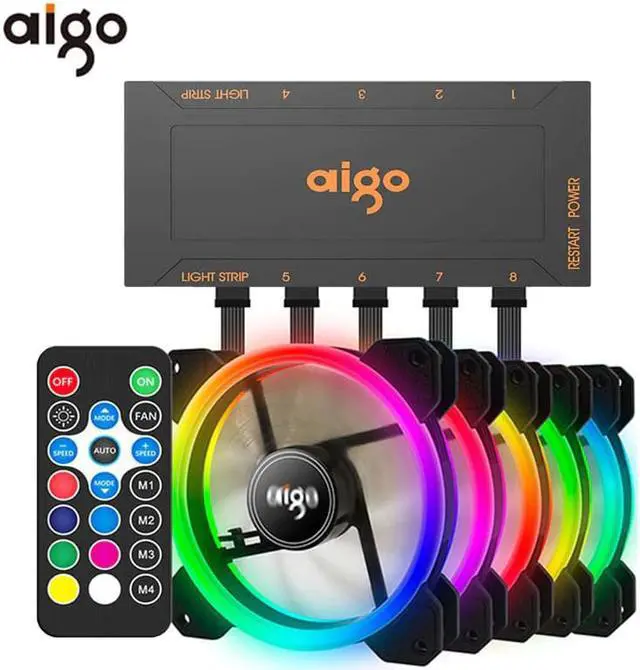 Alt view image 5 of 5 - DR12 120mm Cooler Fan Double Aura RGB PC Fan Cooling Fan For Computer Silent Gaming Case With IR Remote Controller am3 am4