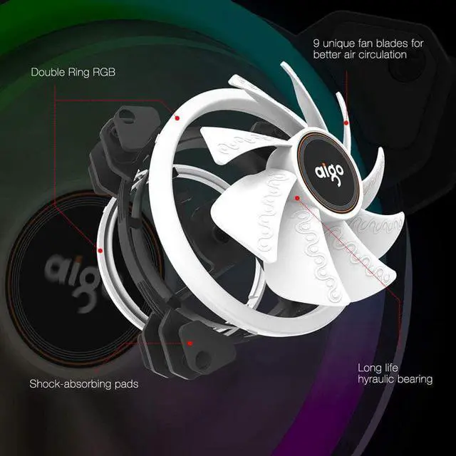 Alt view image 2 of 5 - DR12 120mm Cooler Fan Double Aura RGB PC Fan Cooling Fan For Computer Silent Gaming Case With IR Remote Controller am3 am4