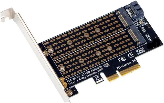 Alt view image 5 of 5 - NVME Add On Card PCIE to M2/ Adapter SATA NGFF PCIe NVMe M Key B Key M+B Key SSD to PCI-E 3.0 X4 Expansion Card