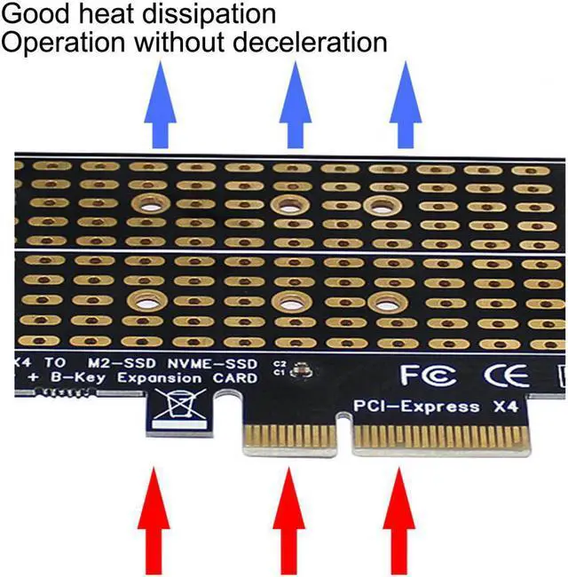 Alt view image 4 of 5 - NVME Add On Card PCIE to M2/ Adapter SATA NGFF PCIe NVMe M Key B Key M+B Key SSD to PCI-E 3.0 X4 Expansion Card