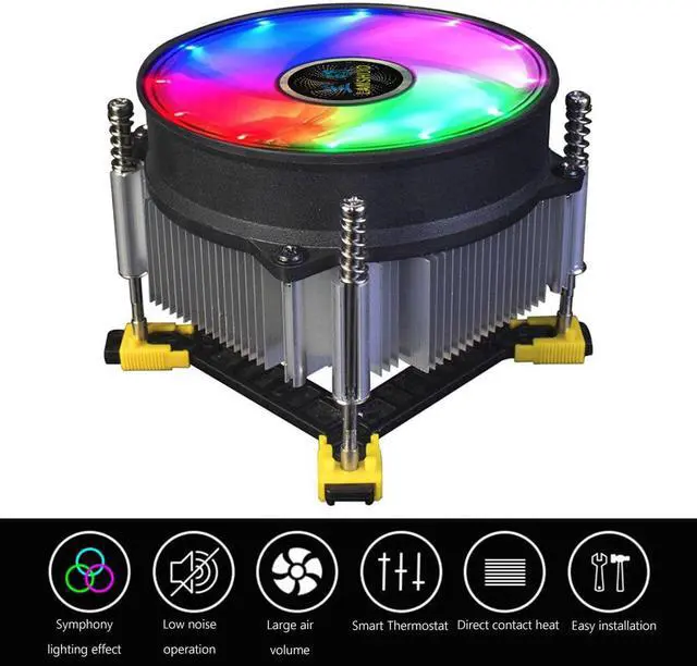 Alt view image 4 of 5 - 9cm 4 Pin PC Computer Cooling CPU Cooler Fan Mute Copper Core PWM Radiator Heatsink for Intel LGA 115X/1200/1356/1366