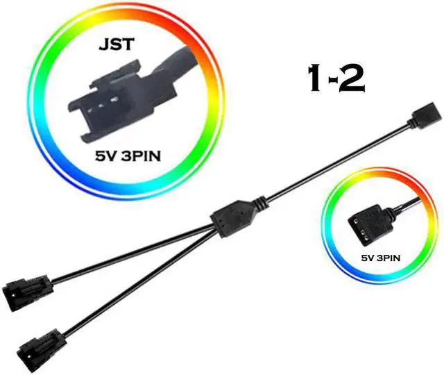 Alt view image 3 of 5 - Computer Motherboard RGB SYNC Adapter Cable,JST Header Transfer 12V 4Pin 5V 3Pin,Female To Male Extension Cable