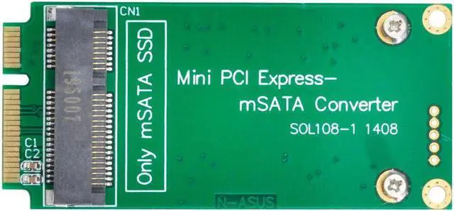 Alt view image 4 of 5 - 3x5cm mSATA to 3x7cm Mini PCI-e SATA SSD Adapter for Eee PC 1000 S101 900 900A 901 T91