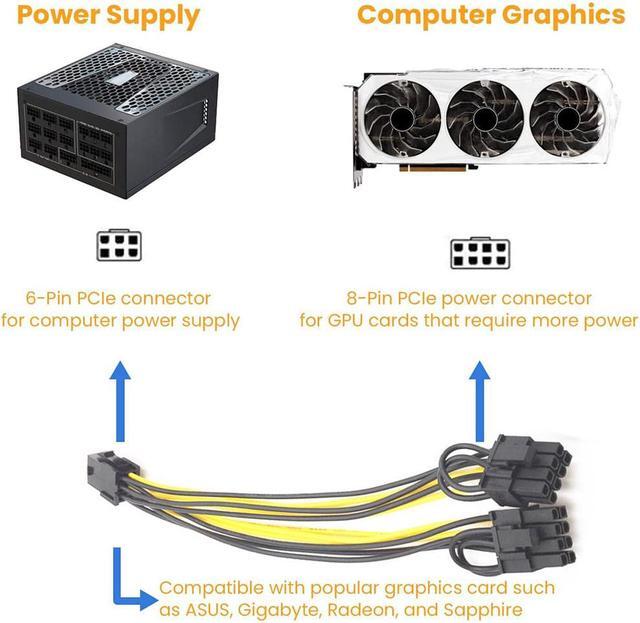 Alt view image 4 of 6 - 10pcs PCI-E 6-pin to Dual 6+2-pin Power Splitter Cable BTC Motherboard Graphics Card PCI Express GPU Adapter Supply Cable