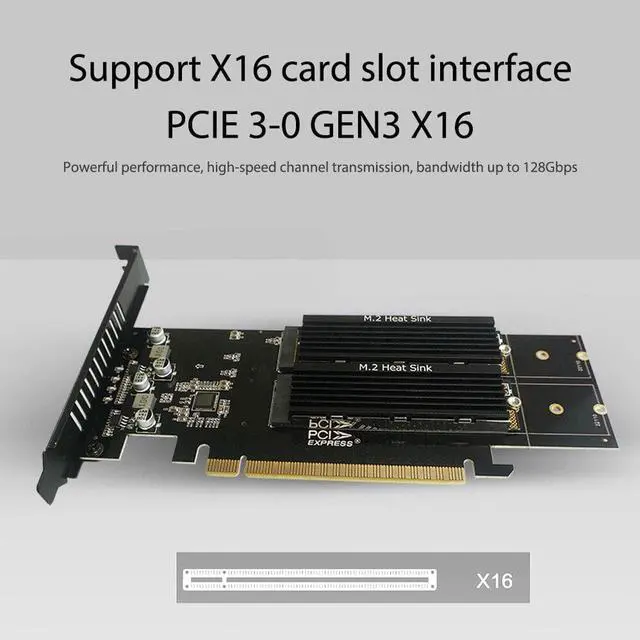 Alt view image 2 of 5 - PCIe To M2 Adapter Card PCIe X16 4 Port M2 NVME M Key SSD Converter M.2 PCI Express X16 Adapter VROC RAID Expansion Card