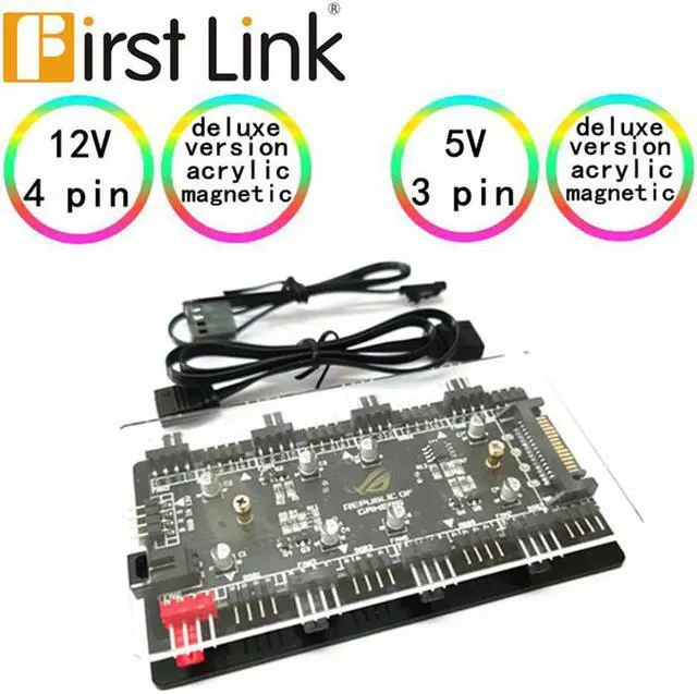 Alt view image 5 of 5 - AURA 12V 4 pin5V 3 pin A W Cable Splitter Hub Case w/ Tape & Extension Cable Adapter LED Strip Light PC  Fan Cooler