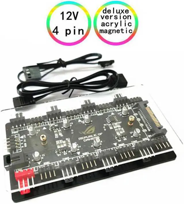 Alt view image 2 of 5 - AURA 12V 4 pin5V 3 pin A W Cable Splitter Hub Case w/ Tape & Extension Cable Adapter LED Strip Light PC  Fan Cooler