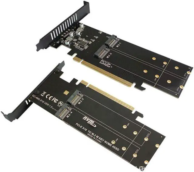 Alt view image 4 of 5 - To M2 Adapter Card,  X16 4 Port M2 NVME M Key SSD Add on Card M.2 PCI Express X16 Adapter VROC RAID Expansion Card Chia