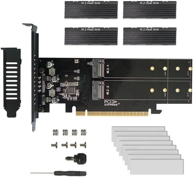 Alt view image 5 of 5 - To M2 Adapter Card,  X16 4 Port M2 NVME M Key SSD Add on Card M.2 PCI Express X16 Adapter VROC RAID Expansion Card Chia