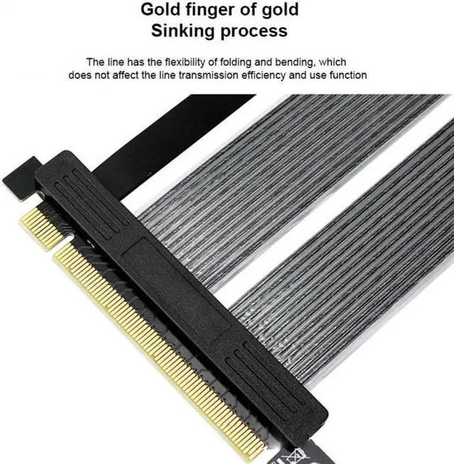 Alt view image 3 of 5 - Riser Card Adapter PCIE PCI Express 16X 4.0 Extension Cable Flexible Ribbon Adapter Right Angle Flat Angle Connector